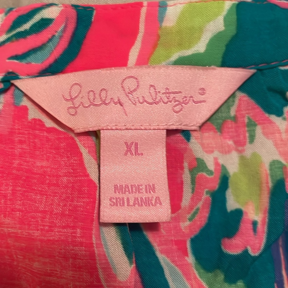 Lilly Pulitzer Pink Neon Tropical Bird Sleeveless Top - Picture 3 of 3